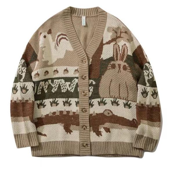 men's sweaters 2021 retro cardigan sweater japanese harajuku cartoon knitted pullover hip-hop street wear loose knit plus s, White;black
men's sweaters 2021 retro cardigan sweater japanese harajuku cartoon knitted pullover hip-hop street wear loose knit plus s, White;black