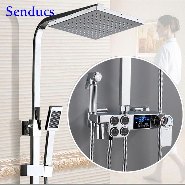 digital shower set senducs polished chrome thermostatic system brass bathtub mixer tap square bathroom sets
digital shower set senducs polished chrome thermostatic system brass bathtub mixer tap square bathroom sets