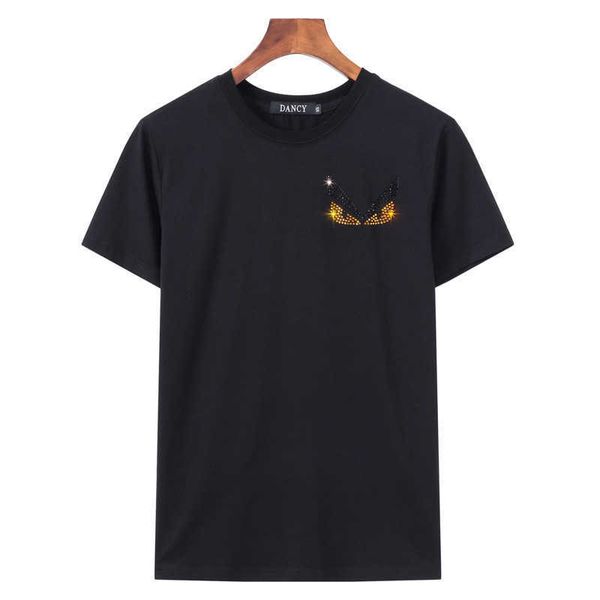 men's summer devil eye diamond t-shirt monster fashion and wo flash t-shirt large loose, White;black
men's summer devil eye diamond t-shirt monster fashion and wo flash t-shirt large loose, White;black