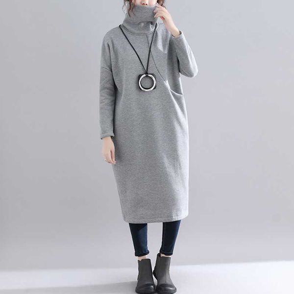 women autumn winter long turtleneck sleeve dress female pullover straight knitted solid korean clothes plus size robe 210601, Black;gray
women autumn winter long turtleneck sleeve dress female pullover straight knitted solid korean clothes plus size robe 210601, Black;gray