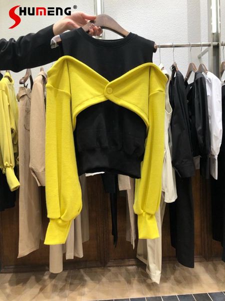 women's hoodies & sweatshirts 2021 fall women's fashion clothing loose yellow crop false two pieces off-the-shoulder pullover multi, Black
women's hoodies & sweatshirts 2021 fall women's fashion clothing loose yellow crop false two pieces off-the-shoulder pullover multi, Black