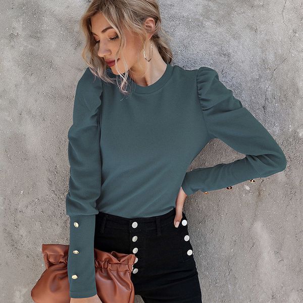 women pullovers blouses shirt fashion o-neck long puff sleeve slim female t s for spring summer ol lady blouse 210524, White
women pullovers blouses shirt fashion o-neck long puff sleeve slim female t s for spring summer ol lady blouse 210524, White