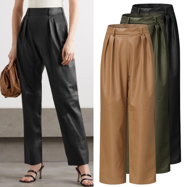 oversized pants celmia women autumn winter pu leather trouser fashion high waist female casual solid palazzo streetwear, Black;white
oversized pants celmia women autumn winter pu leather trouser fashion high waist female casual solid palazzo streetwear, Black;white