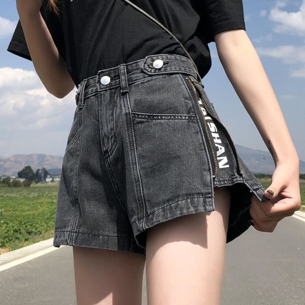 women's shorts korean high waist denim loose 2020 summer new black gray wide leg a-line thin pants, White;black
women's shorts korean high waist denim loose 2020 summer new black gray wide leg a-line thin pants, White;black