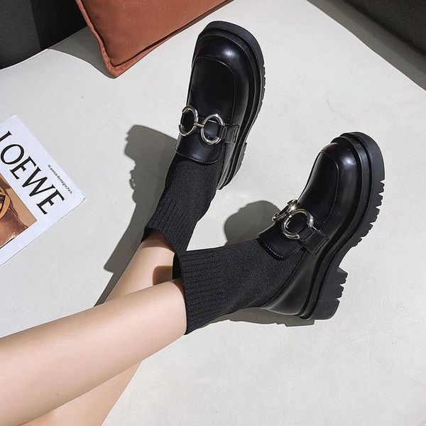 dress shoes 2021 autumn leather women retro college style sponge cake versatile single fashion knit platform boots x492, Black
dress shoes 2021 autumn leather women retro college style sponge cake versatile single fashion knit platform boots x492, Black