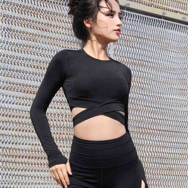 2021 workout clothes long sleeve t-shirt women's yoga exercise navel-cross long sleeve quick-drying top, White
2021 workout clothes long sleeve t-shirt women's yoga exercise navel-cross long sleeve quick-drying top, White