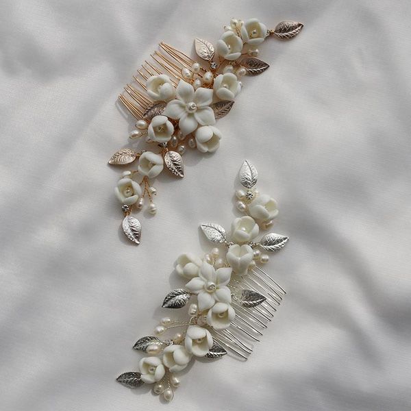 hair clips & barrettes wedding comb gold silver color leaf bridal headpiece handmade ceramic foral pearls women hairpiece, Golden;silver
hair clips & barrettes wedding comb gold silver color leaf bridal headpiece handmade ceramic foral pearls women hairpiece, Golden;silver