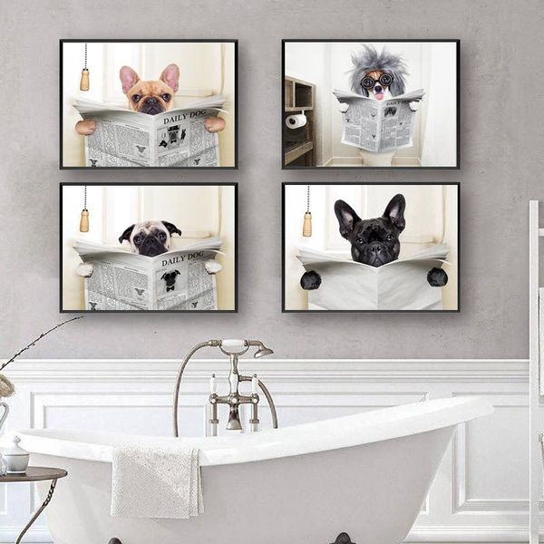 paintings dog reading spaper wall art canvas poster print funny painting picture family bathroom decoration lover gift
paintings dog reading spaper wall art canvas poster print funny painting picture family bathroom decoration lover gift