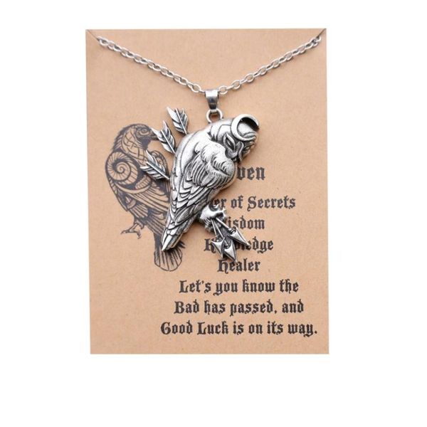 chains triple moon odin's raven pendant necklace viking animal birds pagan jewelry with card, Silver
chains triple moon odin's raven pendant necklace viking animal birds pagan jewelry with card, Silver