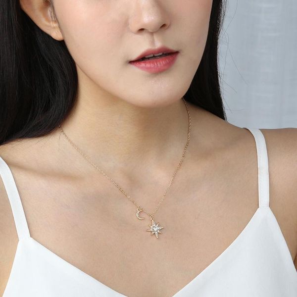 ins fashion trend jewelry sky star shiny pendant necklace simple and moon clavicle chain female necklaces, Silver
ins fashion trend jewelry sky star shiny pendant necklace simple and moon clavicle chain female necklaces, Silver