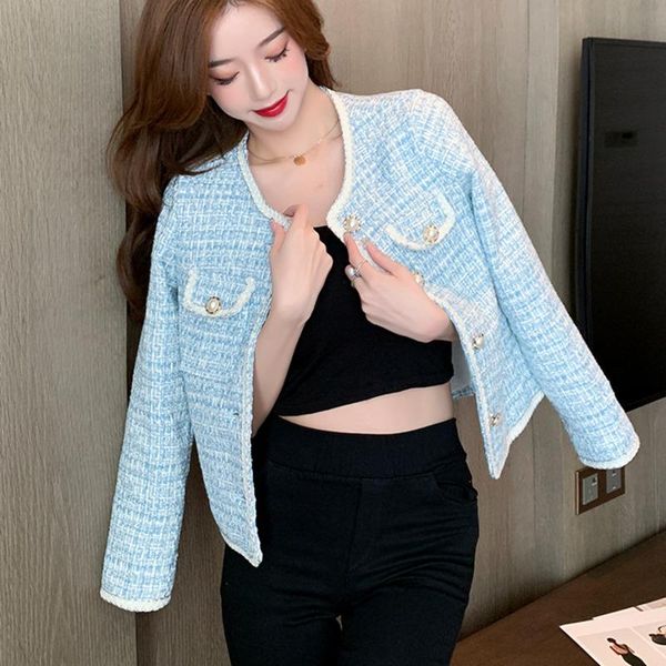 women's jackets small fragrance tweed jacket coat women korean fashion sweet plaid short coats 2021 autumn winter woolen outwear crop t, Black;brown
women's jackets small fragrance tweed jacket coat women korean fashion sweet plaid short coats 2021 autumn winter woolen outwear crop t, Black;brown