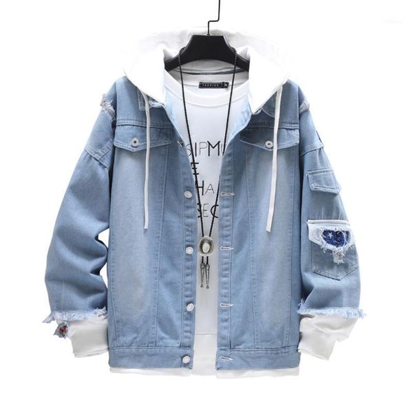 men's jackets jacket men 2021 spring and autumn fashion leisure splice hooded slim hip hop single breasted denim, Black;brown
men's jackets jacket men 2021 spring and autumn fashion leisure splice hooded slim hip hop single breasted denim, Black;brown