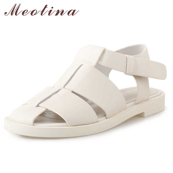meotina gladiator shoes women genuine leather sandals flat buckle sandals round toe cow leather ladies footwear summer white 40 210608, Black
meotina gladiator shoes women genuine leather sandals flat buckle sandals round toe cow leather ladies footwear summer white 40 210608, Black
