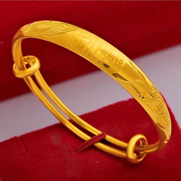 bangle 24k gold bangles love pattern10mm female women wedding party bracelet gift, Black