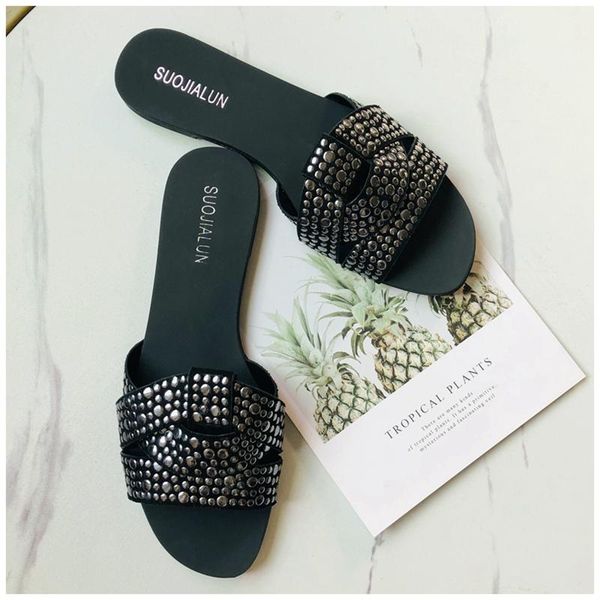 women outdoor summer slipper plus size 35-41 ladies beach slide flip flops fashion rivet open toe female slippers, Black
women outdoor summer slipper plus size 35-41 ladies beach slide flip flops fashion rivet open toe female slippers, Black