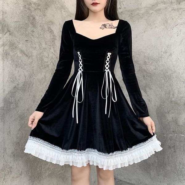 casual dresses ruibbit goth lolita black bandage dress vintage lace patchwork long sleeve high waist women aesthetic elegant mini, Black;gray
casual dresses ruibbit goth lolita black bandage dress vintage lace patchwork long sleeve high waist women aesthetic elegant mini, Black;gray