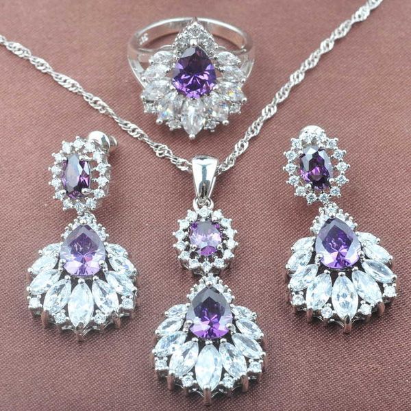aaa quality purple crystal women's wedding silver color jewelry sets necklace pendant earrings ring birthday giftstz0479 h1022
aaa quality purple crystal women's wedding silver color jewelry sets necklace pendant earrings ring birthday giftstz0479 h1022