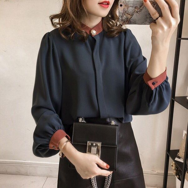 women's blouses & shirts 2021 spring contrast color stand collar long lantern sleeve blouse 4xl plus size loose casual female work chif, White
women's blouses & shirts 2021 spring contrast color stand collar long lantern sleeve blouse 4xl plus size loose casual female work chif, White