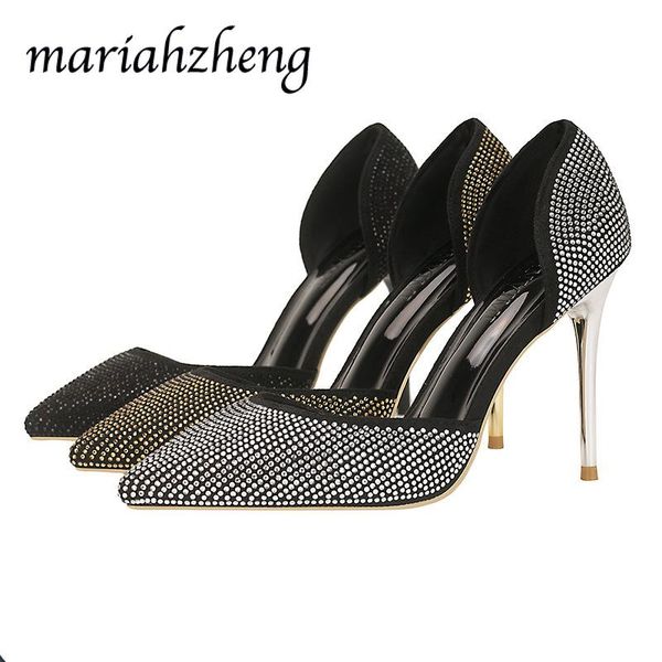 mariahzheng fashion women's shoes super high heels shallow mouth pointed sparkling rhinestone hollow heel zwm sandals, Black
mariahzheng fashion women's shoes super high heels shallow mouth pointed sparkling rhinestone hollow heel zwm sandals, Black