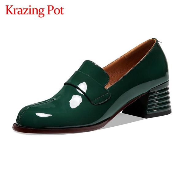 dress shoes krazing pot european style cow patent leather designer round toe thick med heel slip on office lady comfortable women pumps l13, Black
dress shoes krazing pot european style cow patent leather designer round toe thick med heel slip on office lady comfortable women pumps l13, Black