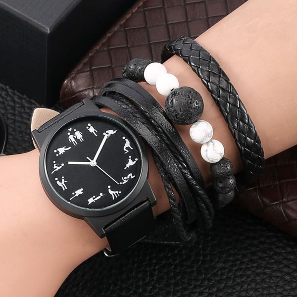 wristwatches 2021 leather strap wristwatch jewelry stone beads braided gifts set fashion fun quartz watch retro black bracelet suits for men, Slivery;brown
wristwatches 2021 leather strap wristwatch jewelry stone beads braided gifts set fashion fun quartz watch retro black bracelet suits for men, Slivery;brown