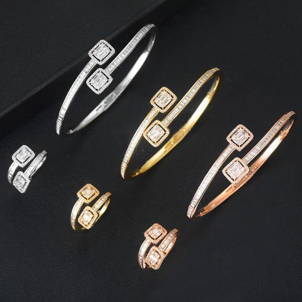 earrings & necklace shiny charms wedding saudi arabic dubai jewelry sets open 2pcs bangle ring for women full micro cubic zircon pave, Silver
earrings & necklace shiny charms wedding saudi arabic dubai jewelry sets open 2pcs bangle ring for women full micro cubic zircon pave, Silver