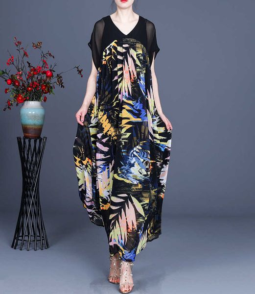 summer sky silk loose plus size patchwork printed v neck irregular long dress for women 210615, Black;gray
summer sky silk loose plus size patchwork printed v neck irregular long dress for women 210615, Black;gray