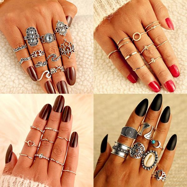 cluster rings vintage ancient silver color shell metal set for women star moon trendy knuckle finger ring female party fashion jewelry, Golden;silver
cluster rings vintage ancient silver color shell metal set for women star moon trendy knuckle finger ring female party fashion jewelry, Golden;silver