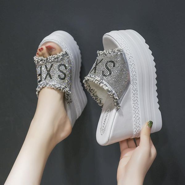 female shoes house slippers platform women heels slides fashion on a wedge 2021 summer high luxury pu bling bonded leather, Black
female shoes house slippers platform women heels slides fashion on a wedge 2021 summer high luxury pu bling bonded leather, Black