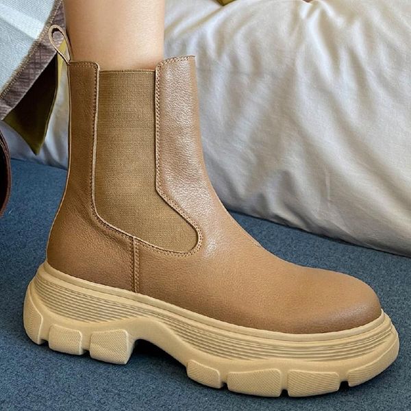boots women's genuine leather thick sole platform flats autumn ankle slip-on female punk short booties casual shoes, Black
boots women's genuine leather thick sole platform flats autumn ankle slip-on female punk short booties casual shoes, Black