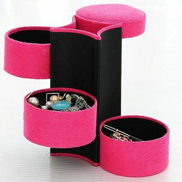 jewelry pouches, bags portable 3 layers box 360 degree rotating storage round earring necklace ring organizer holder case, Pink;blue
jewelry pouches, bags portable 3 layers box 360 degree rotating storage round earring necklace ring organizer holder case, Pink;blue