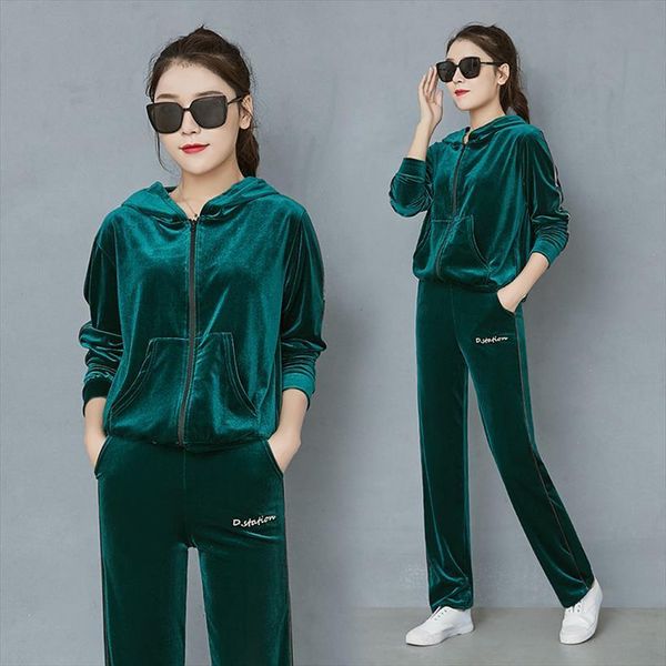 autumn winter fashion elegant womens tracksuits velvet tracksuit pant suits casual 2 piece set women zipper hoodied and green pants, Gray
autumn winter fashion elegant womens tracksuits velvet tracksuit pant suits casual 2 piece set women zipper hoodied and green pants, Gray
