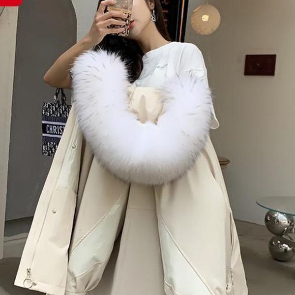 women's fur & faux jacket natural oversized raccoon collar casual thick long winter sequined design, Black
women's fur & faux jacket natural oversized raccoon collar casual thick long winter sequined design, Black