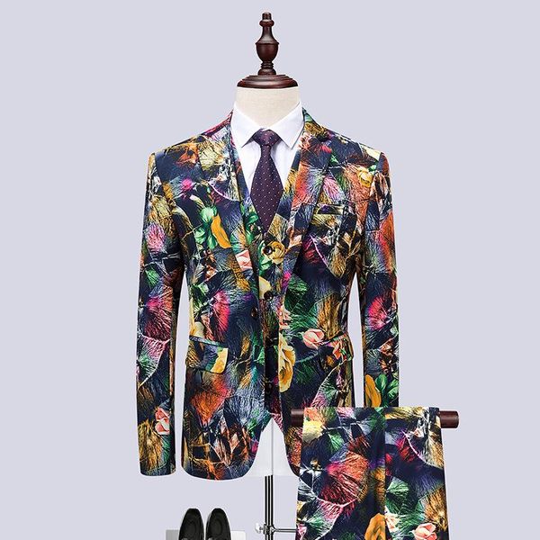men's suits & blazers latest vip brand colorful print men suit asian size fashion designer tuxedo 3 pcs set slim wedding groom, White;black
men's suits & blazers latest vip brand colorful print men suit asian size fashion designer tuxedo 3 pcs set slim wedding groom, White;black