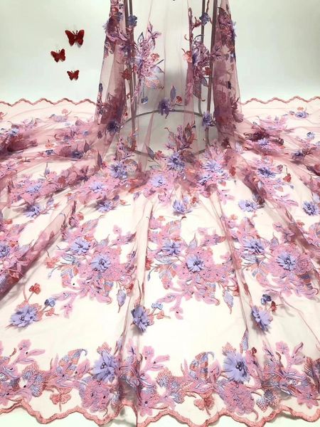 ribbon african lace fabric 2021 embroidered nigerian fabrics french tulle 3d for women dress, Pink;blue
ribbon african lace fabric 2021 embroidered nigerian fabrics french tulle 3d for women dress, Pink;blue