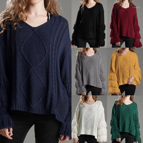 tassel flare sleeve women sweaters vintage loose knitted v-neck winter casual sweater pullovers women's, White;black
tassel flare sleeve women sweaters vintage loose knitted v-neck winter casual sweater pullovers women's, White;black