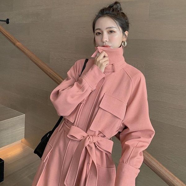 women's wool & blends spring and autumn overcoat women work clothes trench coat two colors, Black
women's wool & blends spring and autumn overcoat women work clothes trench coat two colors, Black