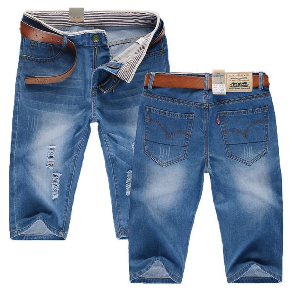 men's summer jeans shorts slim thin straight elastic capris, Blue
men's summer jeans shorts slim thin straight elastic capris, Blue