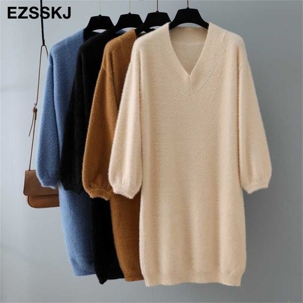 autumn winter v-neck short lantern sleeve thick sweater dress fur women loose mini female chic straight 211109, Black;gray
autumn winter v-neck short lantern sleeve thick sweater dress fur women loose mini female chic straight 211109, Black;gray