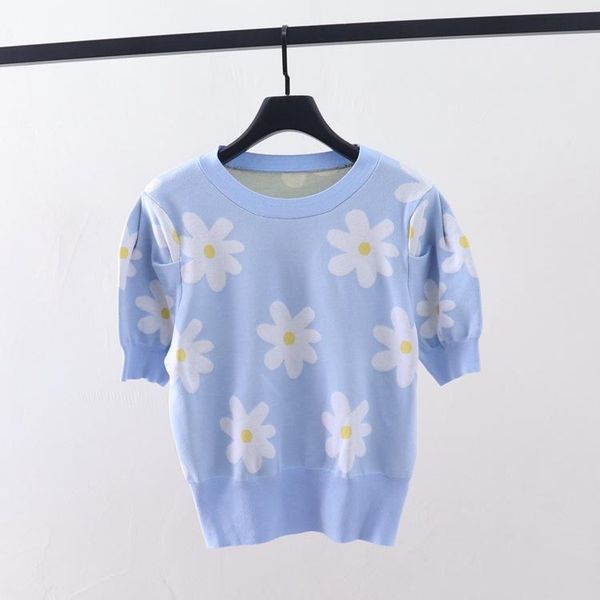 spring 2021 fashion women's sleeves knitted t-shirts floral tee c819 t-shirt, White
spring 2021 fashion women's sleeves knitted t-shirts floral tee c819 t-shirt, White