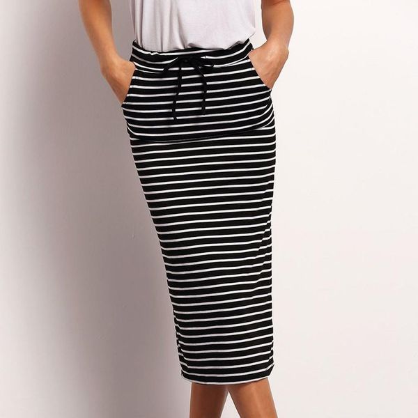 womail summer casual striped elastic womens skirt pocket high waist lace up female bottom mid calf jupe femme 512 3, Black
womail summer casual striped elastic womens skirt pocket high waist lace up female bottom mid calf jupe femme 512 3, Black