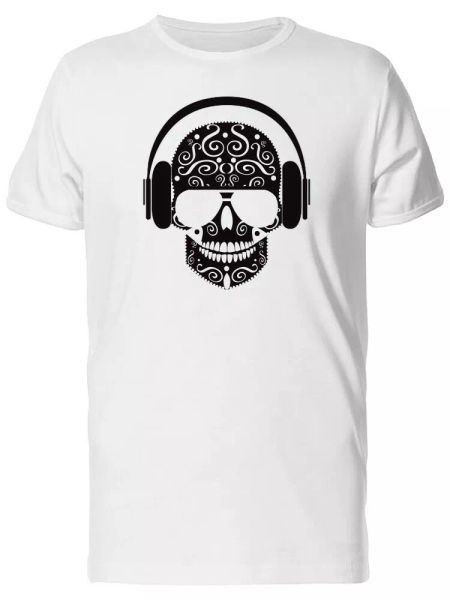 Cool Tribal Skull & Headphones Men's Tee -Image by Shutterstock, White;black 
Cool Tribal Skull & Headphones Men's Tee -Image by Shutterstock, White;black