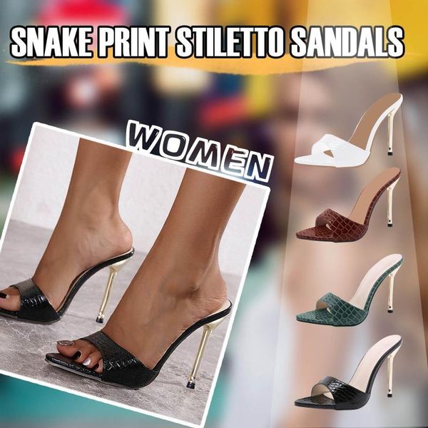 sandals women slippers snake print strappy mule high heels open toe flip flops pointed slides party shoes woman, Black
sandals women slippers snake print strappy mule high heels open toe flip flops pointed slides party shoes woman, Black