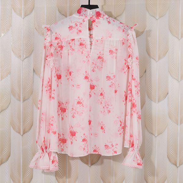 women blouses clothing long flare sleeve shirt floral print lace ruffles hollow out bow sweet spring summer and top, White
women blouses clothing long flare sleeve shirt floral print lace ruffles hollow out bow sweet spring summer and top, White