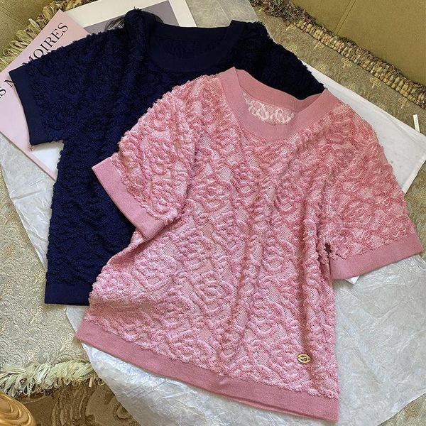 brand design summer fashion 3d flower embroidery button short-sleeved knit high-waist pink clothes 2021 women's t-shirt, White
brand design summer fashion 3d flower embroidery button short-sleeved knit high-waist pink clothes 2021 women's t-shirt, White