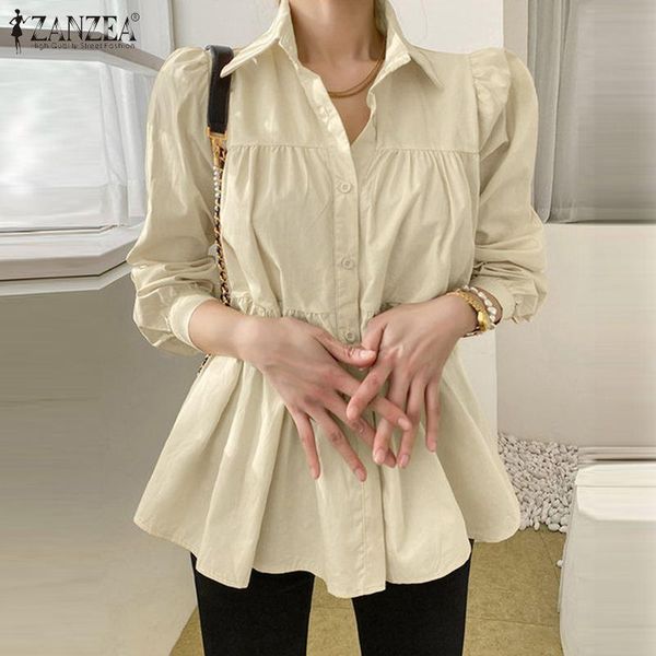 women's blouses & shirts zanzea women elegant spring lapel neck buttons ruffles blouse solid casual pleated work blusa oversize long s, White
women's blouses & shirts zanzea women elegant spring lapel neck buttons ruffles blouse solid casual pleated work blusa oversize long s, White