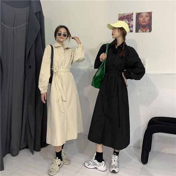casual dresses autumn simple solid midi dress for women lapel single-breasted lace-up female full sleeve 2021 ladies vestidos, Black;gray
casual dresses autumn simple solid midi dress for women lapel single-breasted lace-up female full sleeve 2021 ladies vestidos, Black;gray