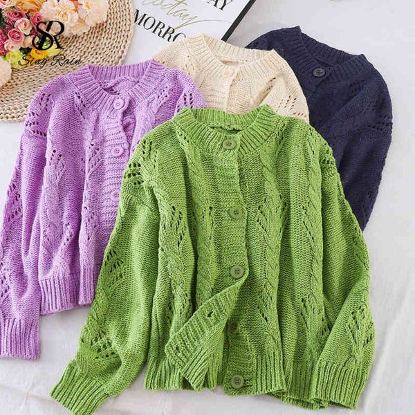 women hollow out knitting cardigan korean o neck loose buttons autumn winter vintage solid casual cardigans 210419, White;black
women hollow out knitting cardigan korean o neck loose buttons autumn winter vintage solid casual cardigans 210419, White;black