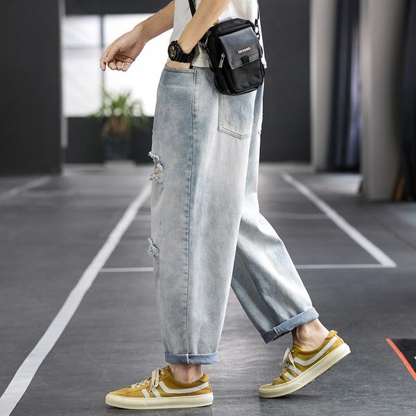 men's jeans cowboy blue straight hole denim pants 2021 spring harajuku man streetwear loose casual trousers clothing
men's jeans cowboy blue straight hole denim pants 2021 spring harajuku man streetwear loose casual trousers clothing