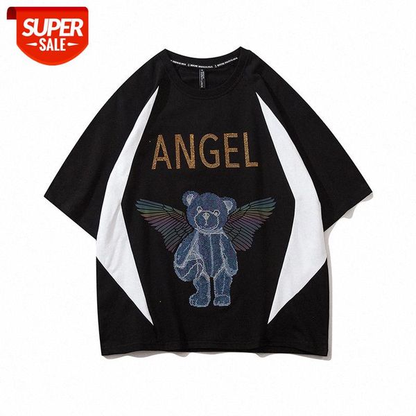 spring and summer european american high street color matching t-shirt loose bear print diamond short-sleeved tee men women #zo39, White;black
spring and summer european american high street color matching t-shirt loose bear print diamond short-sleeved tee men women #zo39, White;black